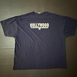 Vintage Jerzees T Shirt Mens 3XL Blue Top Gun Y2k Hollywood Jet Fighter Airplane